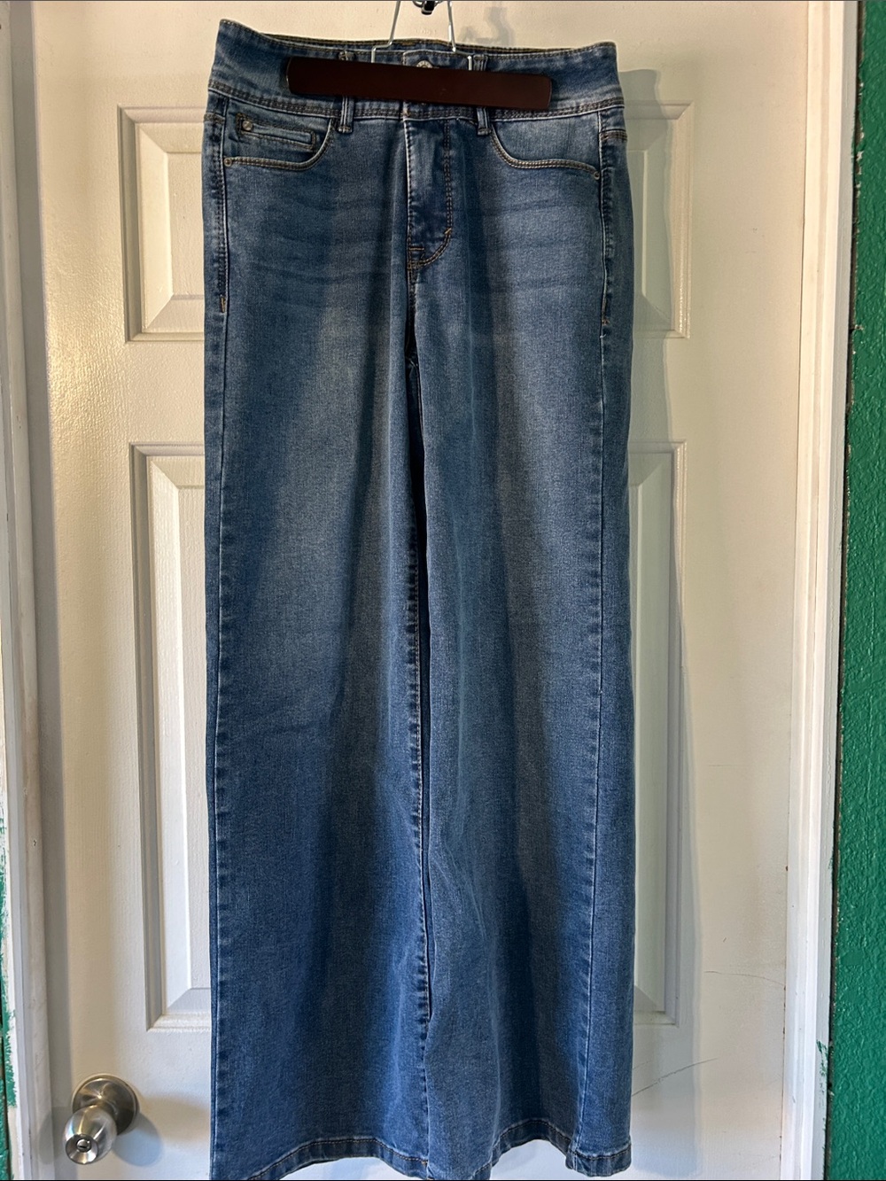Wide Leg Denim Jeans - Blue Flare